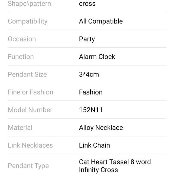 word Infinity Tassel Cross Pendant Silver Color - Picture 3 of 5